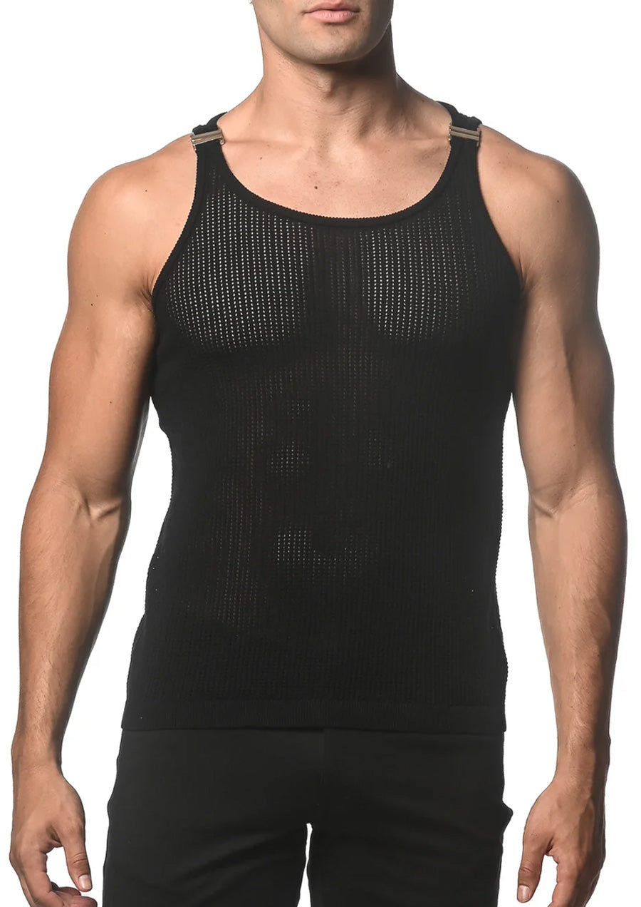 Knitted Tank with Clips (Black)