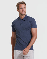 Short Sleeve Polo (Heather Navy)