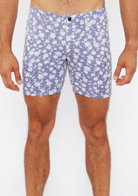 Jacquard Stretch Knit Shorts (Denim/Ecru Floral)