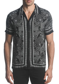 Printed Woven Border Shirt (Black Paisley)