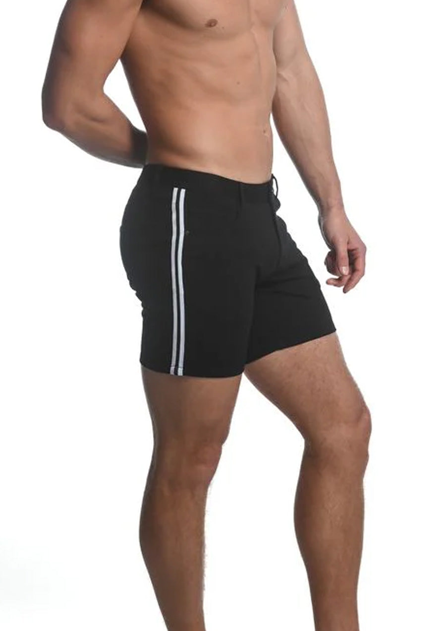 Stretch Knit Shorts w/Side Tape (5" inseam) (Black)