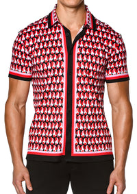 Premium Knit Jersey Border Shirt (Poppy Circle Slices)
