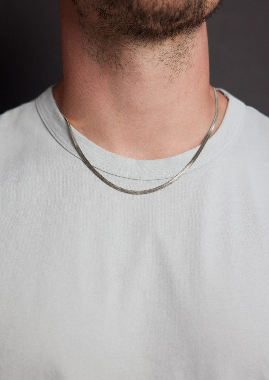Waterproof 3mm Sleek Herringbone Snake Style Chain Necklace