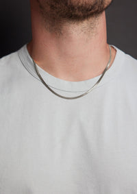 Waterproof 3mm Sleek Herringbone Snake Style Chain Necklace