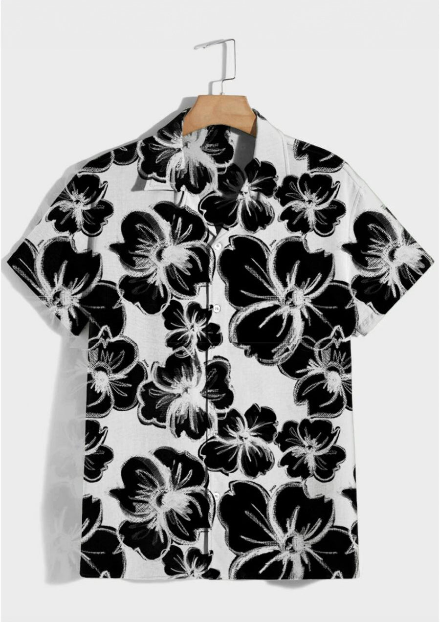 Resort Shirt - Poppy Field (B&W)