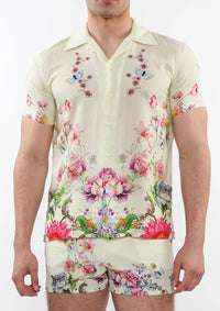 Woven Modal Border Shirt (Cream Floral)