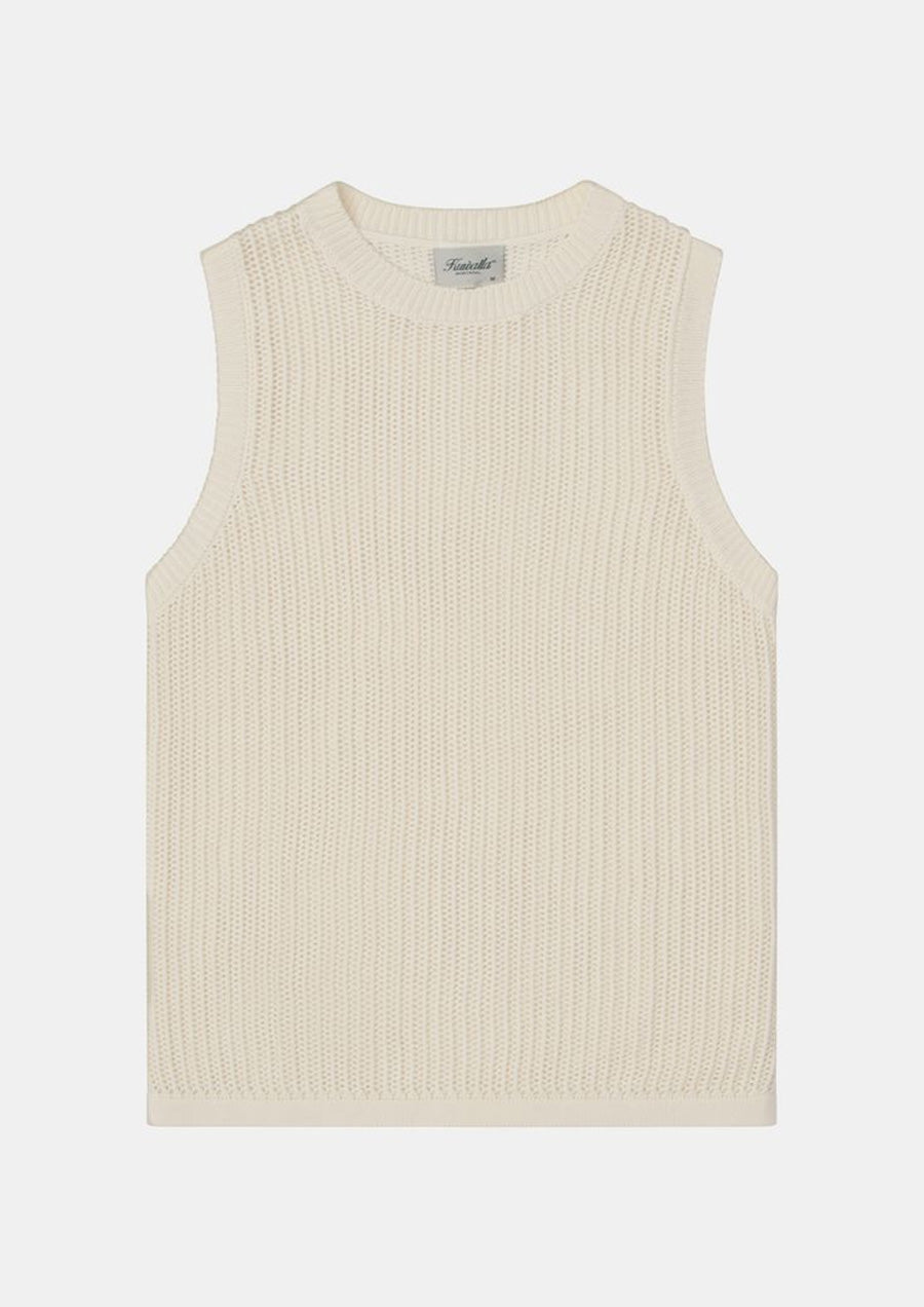 Knitted Sleeveless Tee (Cream)