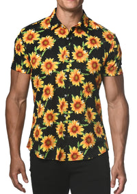 Stretch Jersey Knit Shirt (Sunflowers)