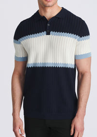 Silk/Tencel 3-Button Polo (Navy/Marina)