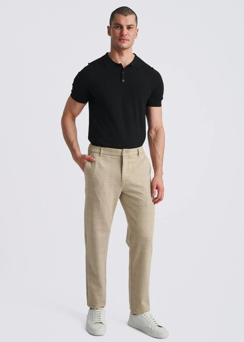 Wool-Look Stretch Knit Pants (Sand Glennplaid)