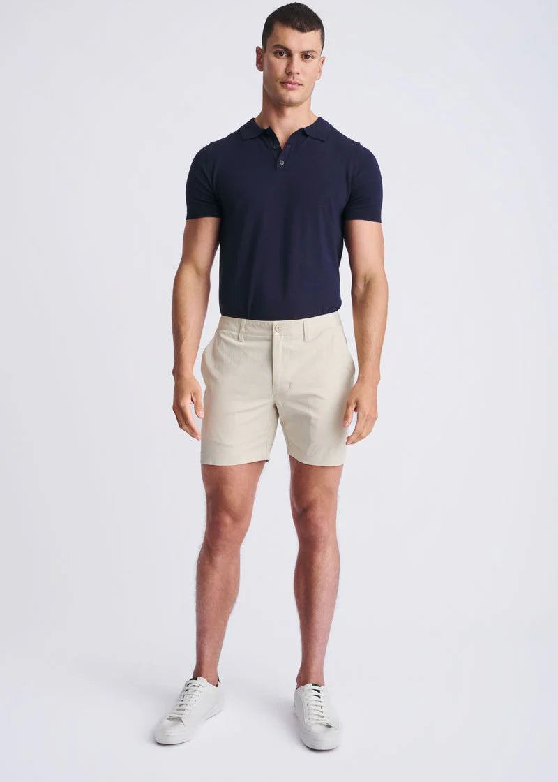 Crinkle Stretch Chino Short (Bone)