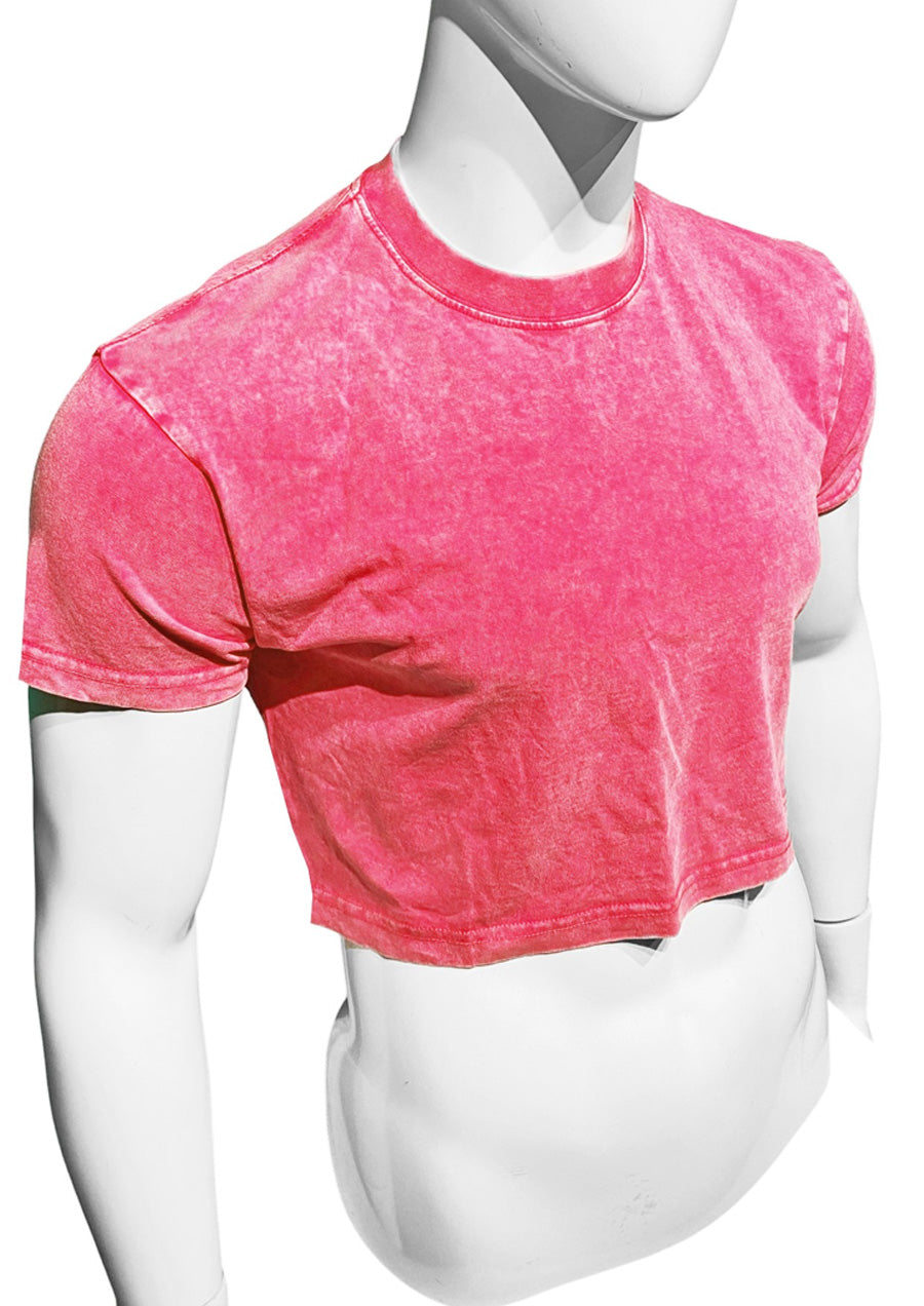 Acid Wash Cropped Tee (Pink)