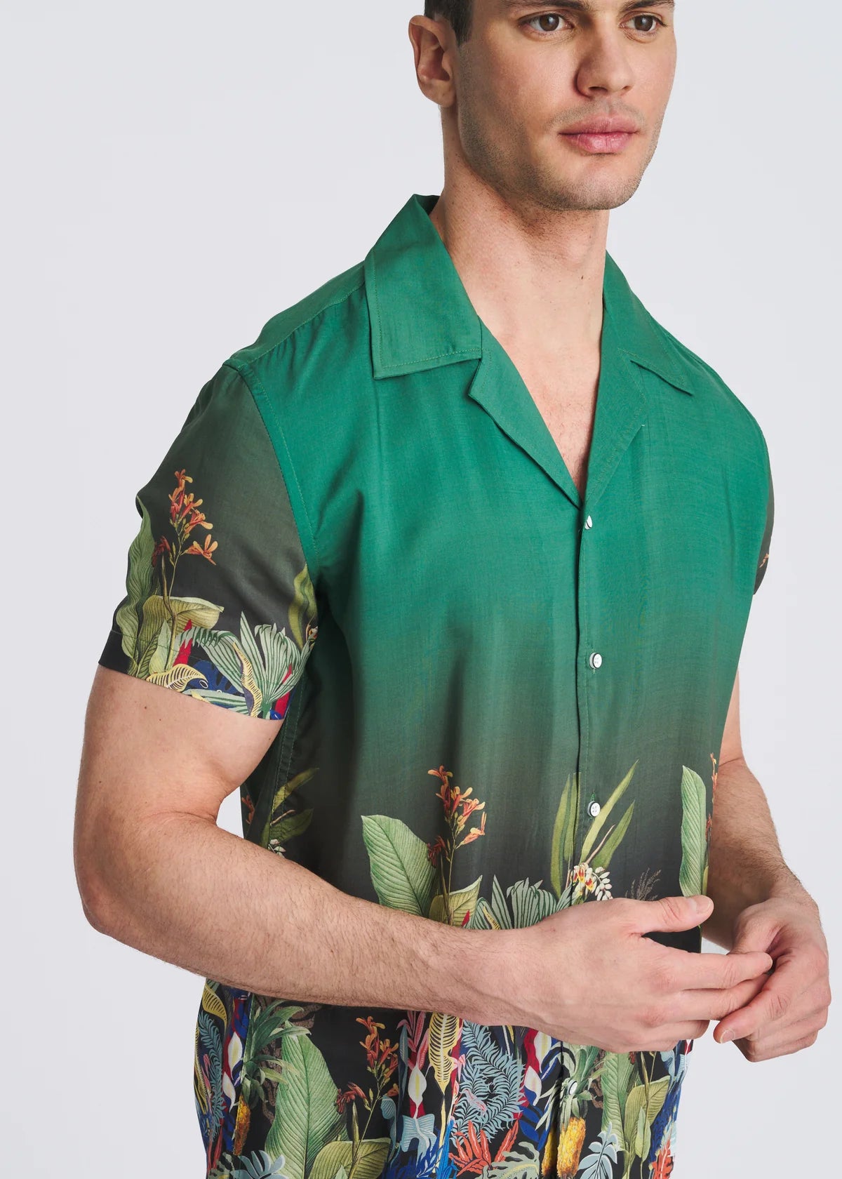 Modal Border Shirt (Emerald Flora)