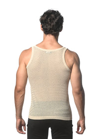 Textured Mesh Knitted Tank (Sand Chevron)
