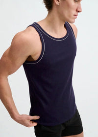 Cotton/Tencel Tank w/Fine Piping (Navy)