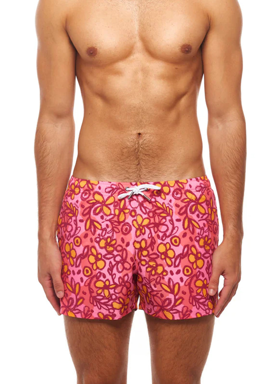 Printed Swim Short - Sketchbook Cosmos (Pink)