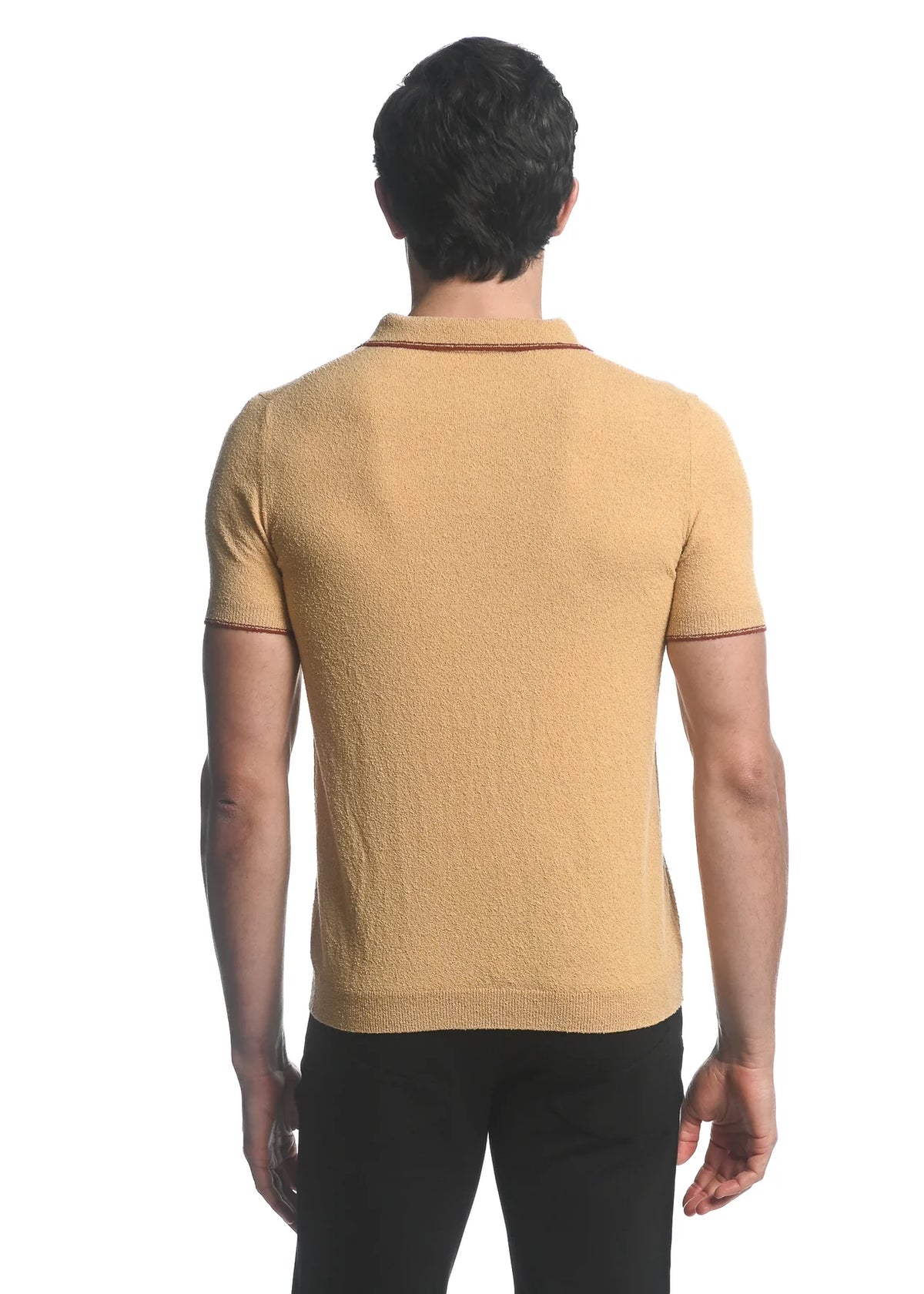 Boucle 3-Button Knit Polo (Dune Rust)