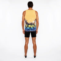 Printed Mesh Tank Top (Sunset Peach Tropic)