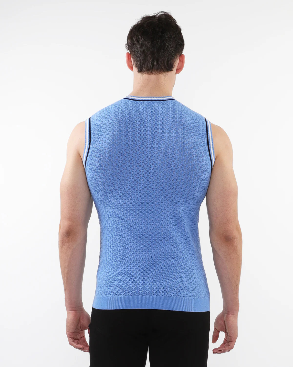 Open Mesh Knitted Vest (Blue)