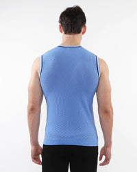 Open Mesh Knitted Vest (Blue)