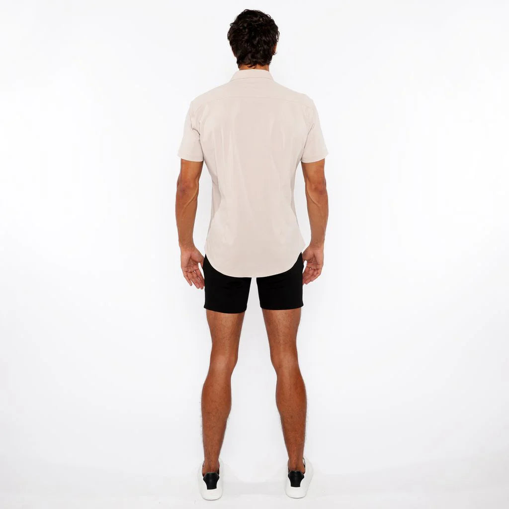 Stretch Jersey Knit Shirt (Mushroom)