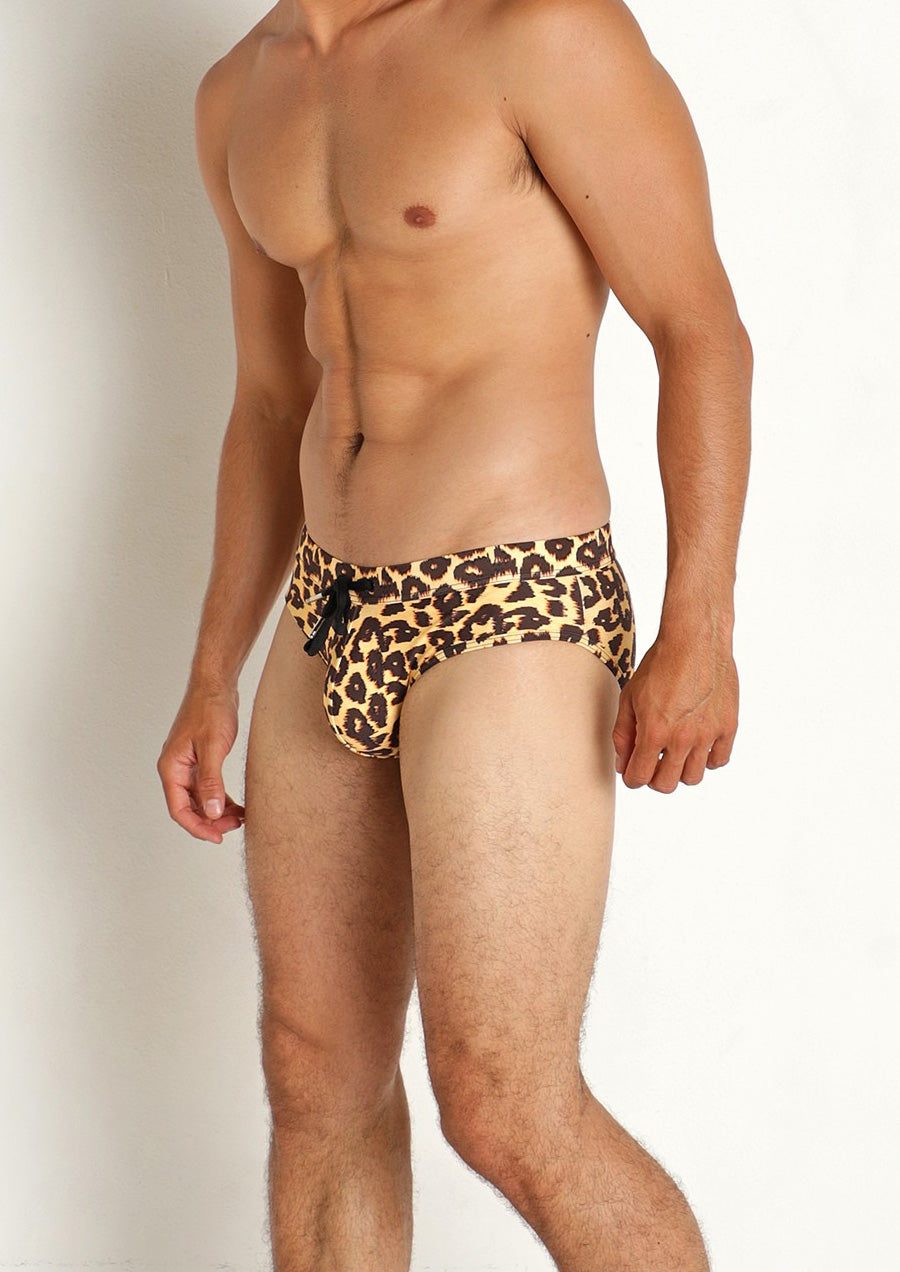 Freestyle Swim Brief w/ Removable Cup (Honey Brown Leopard) – Brick & Mortar