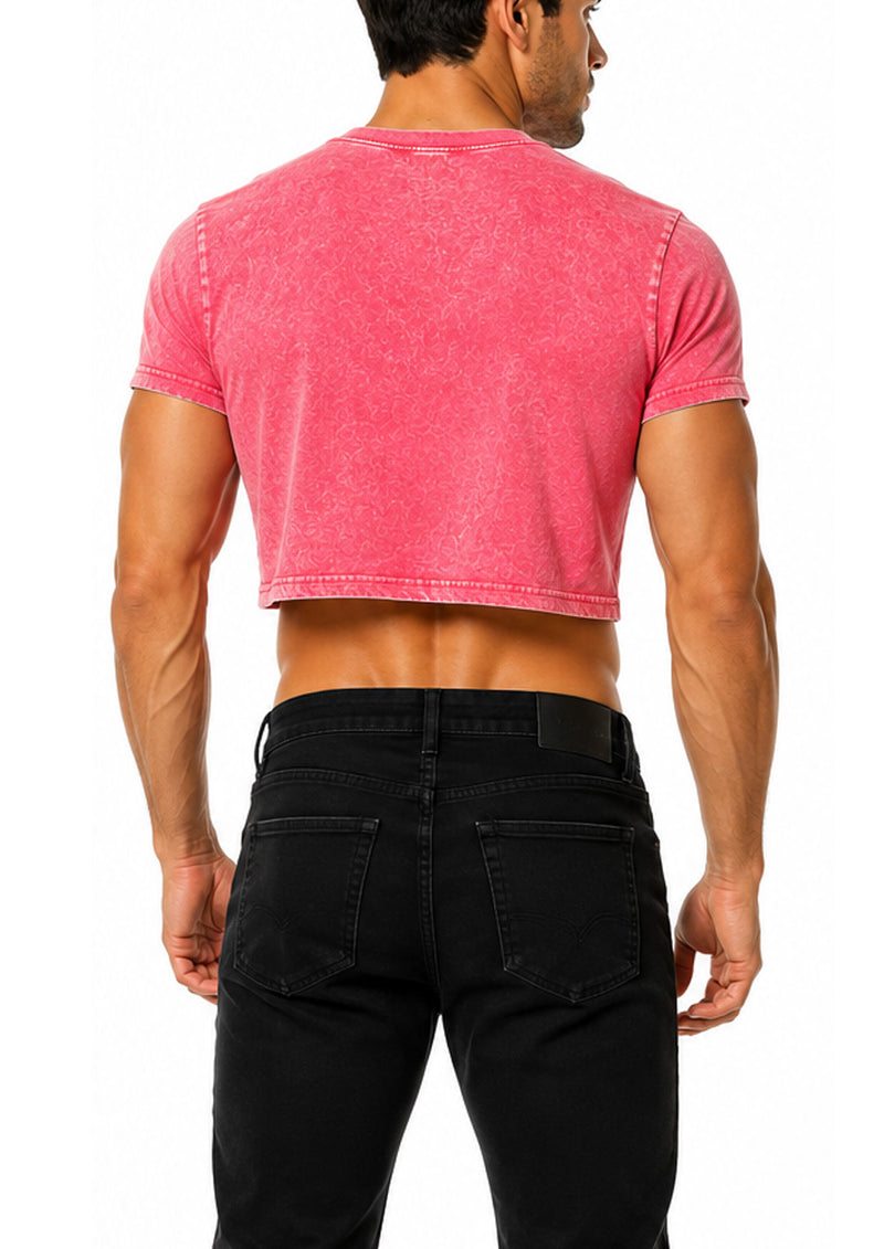 Acid Wash Cropped Tee (Pink)