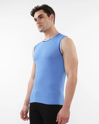 Open Mesh Knitted Vest (Blue)