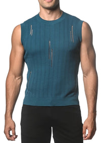 Distressed Textured Knit Tank (Turquoise)