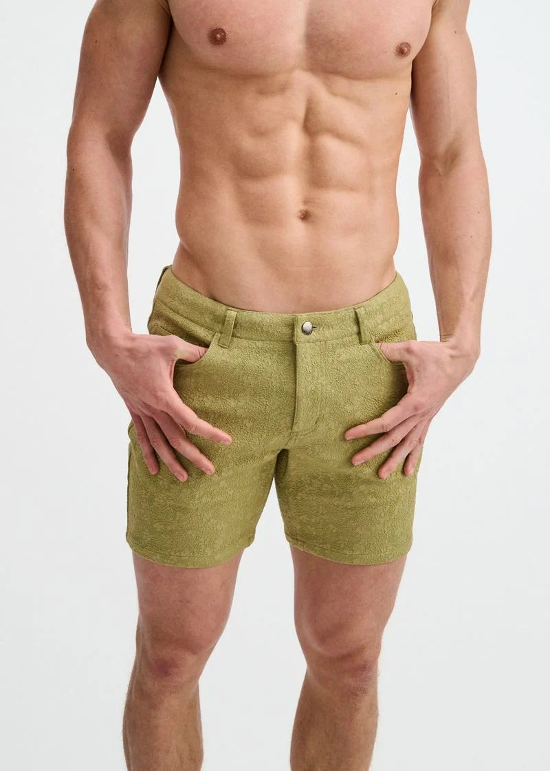 Jacquard Stretch Knit Shorts (Foam Green)