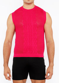 Pointelle Tux Open Knit Vest (Amaranth)