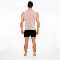 Open-Knit Diamond Vest (Sesame)