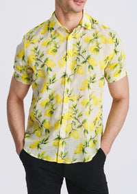 Printed Linen/Tencel Shirt (Ecru Lemon)