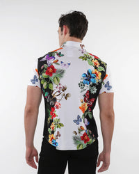 Printed Cotton Short Sleeve Shirt (Black Butterflies)