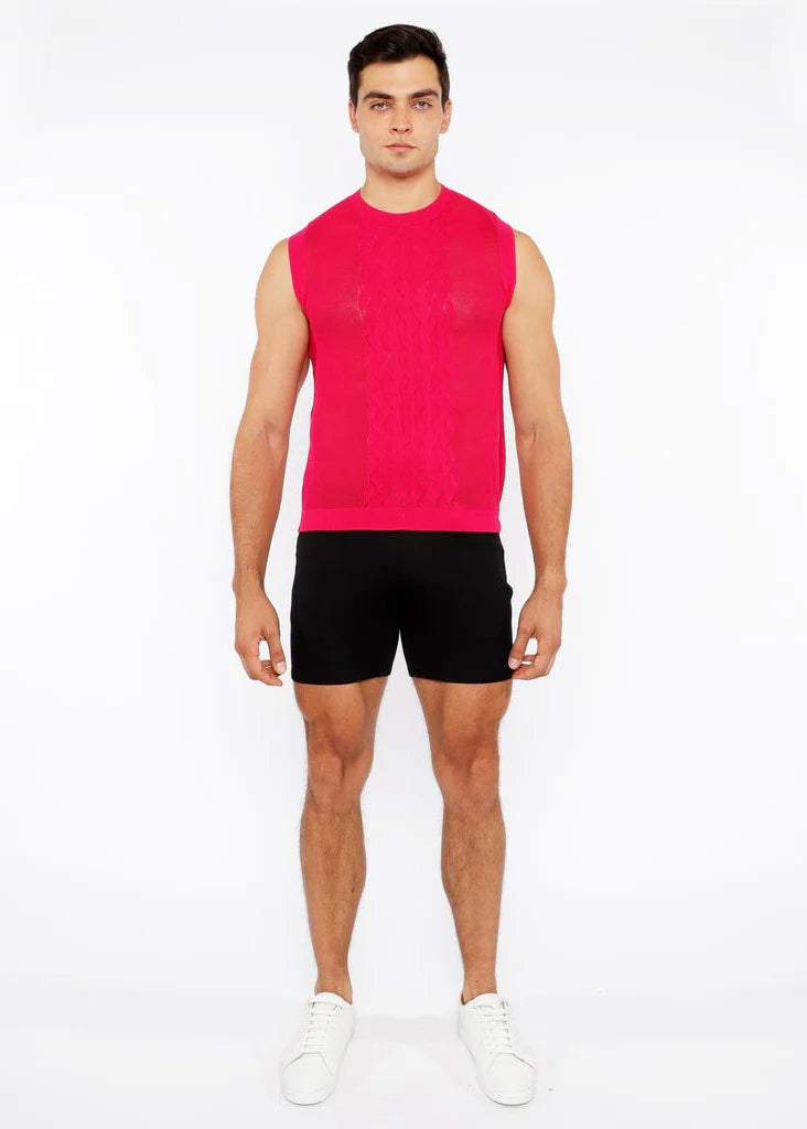 Pointelle Tux Open Knit Vest (Amaranth)
