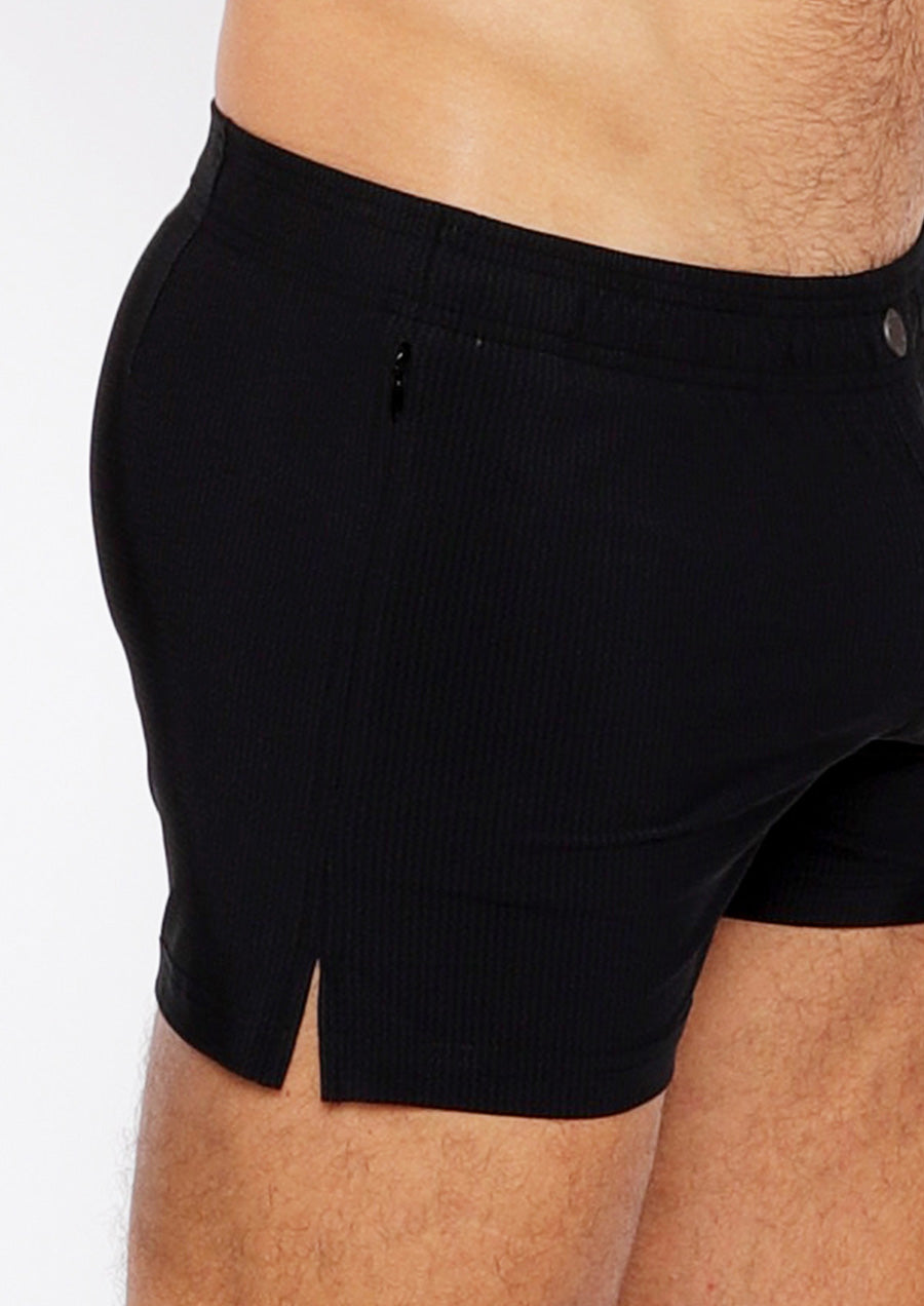Pinstripe Swim Short (Black)