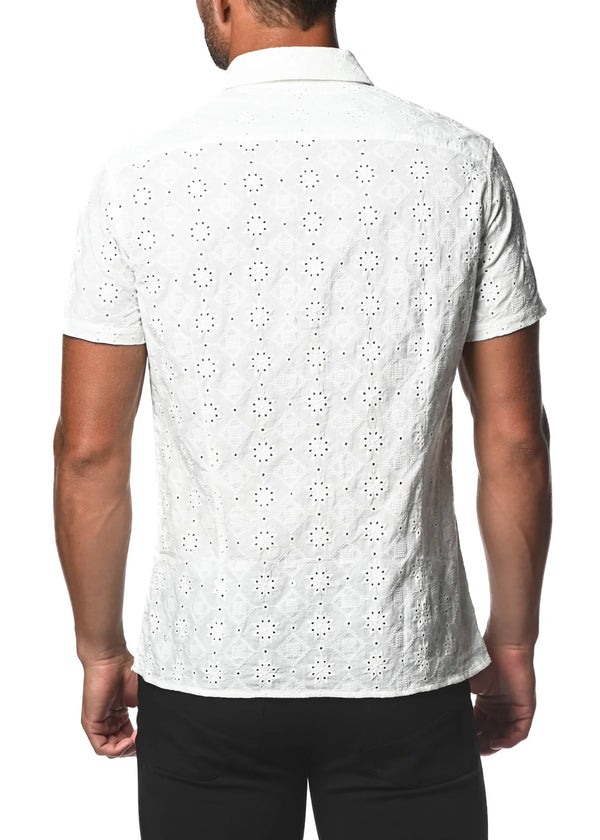 Cotton Eyelet Shirt (White Stars)