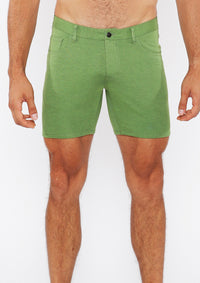 5" Stretch Knit Jean Short (Pea Shoot)