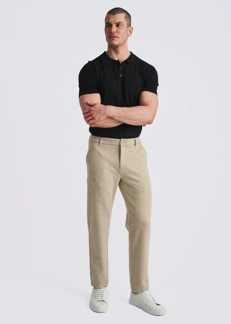 Wool-Look Stretch Knit Pants (Sand Glennplaid)