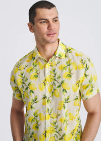 Printed Linen/Tencel Shirt (Ecru Lemon)
