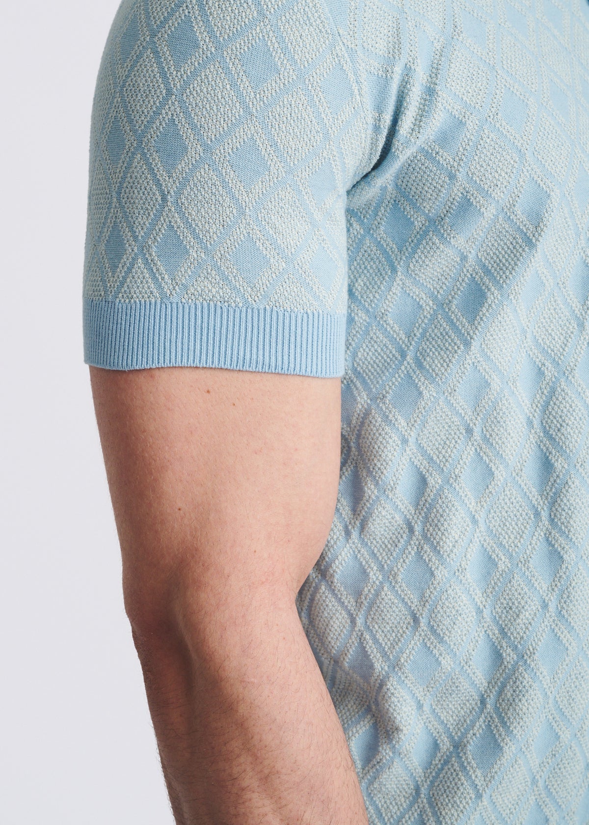 Textured 3-Button Knit Polo (Blue Finch)