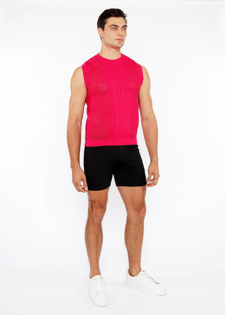 Pointelle Tux Open Knit Vest (Amaranth)