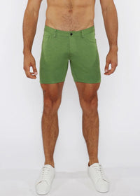 5" Stretch Knit Jean Short (Pea Shoot)