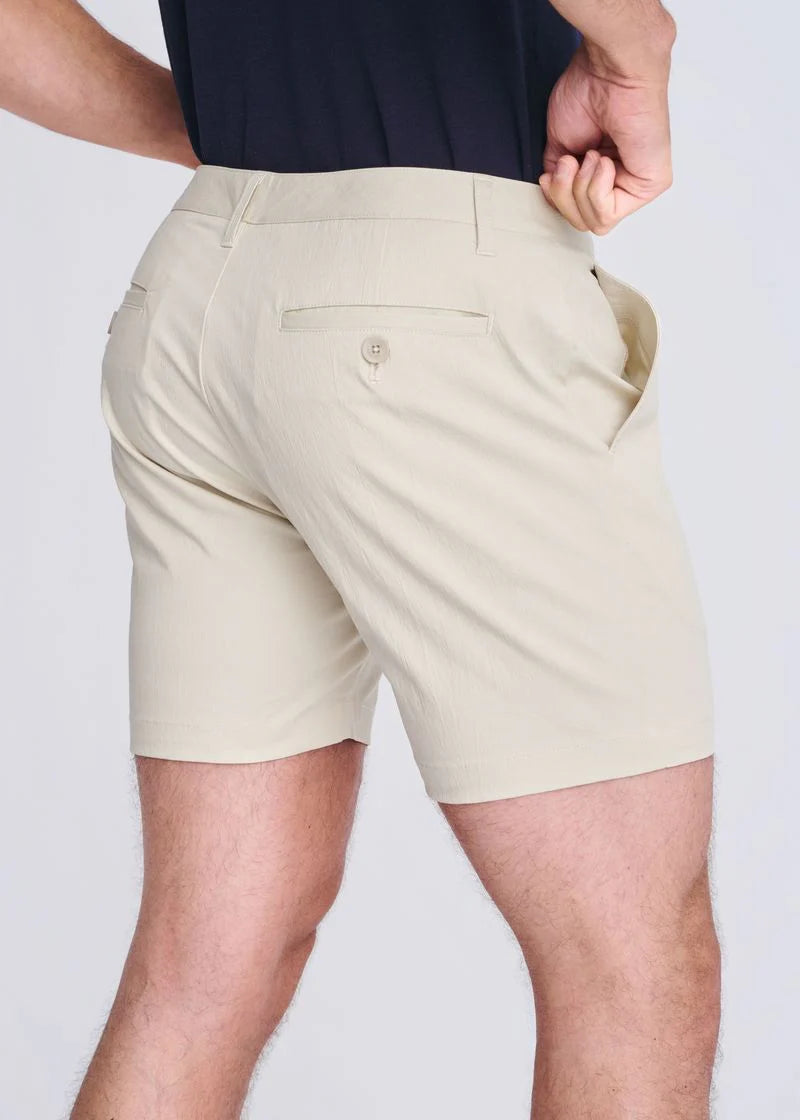 Crinkle Stretch Chino Short (Bone)