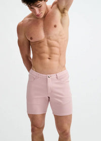 5" Stretch Knit Jean Short (Tea Rose)