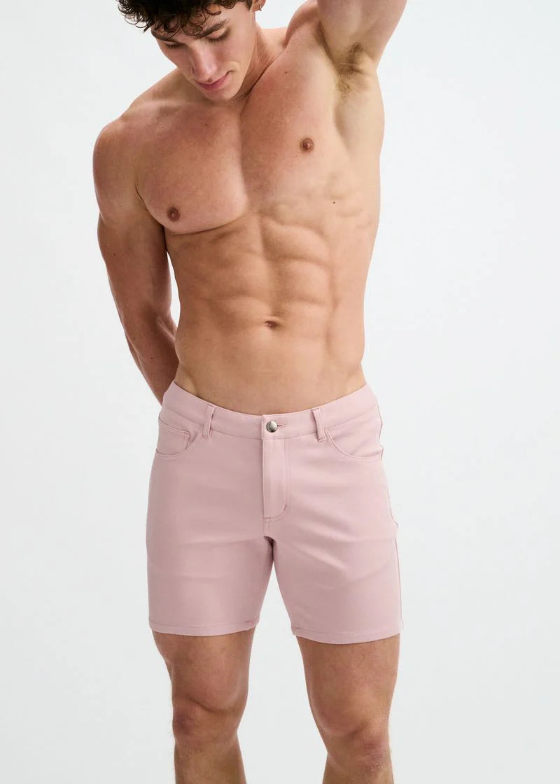 5" Stretch Knit Jean Short (Tea Rose)