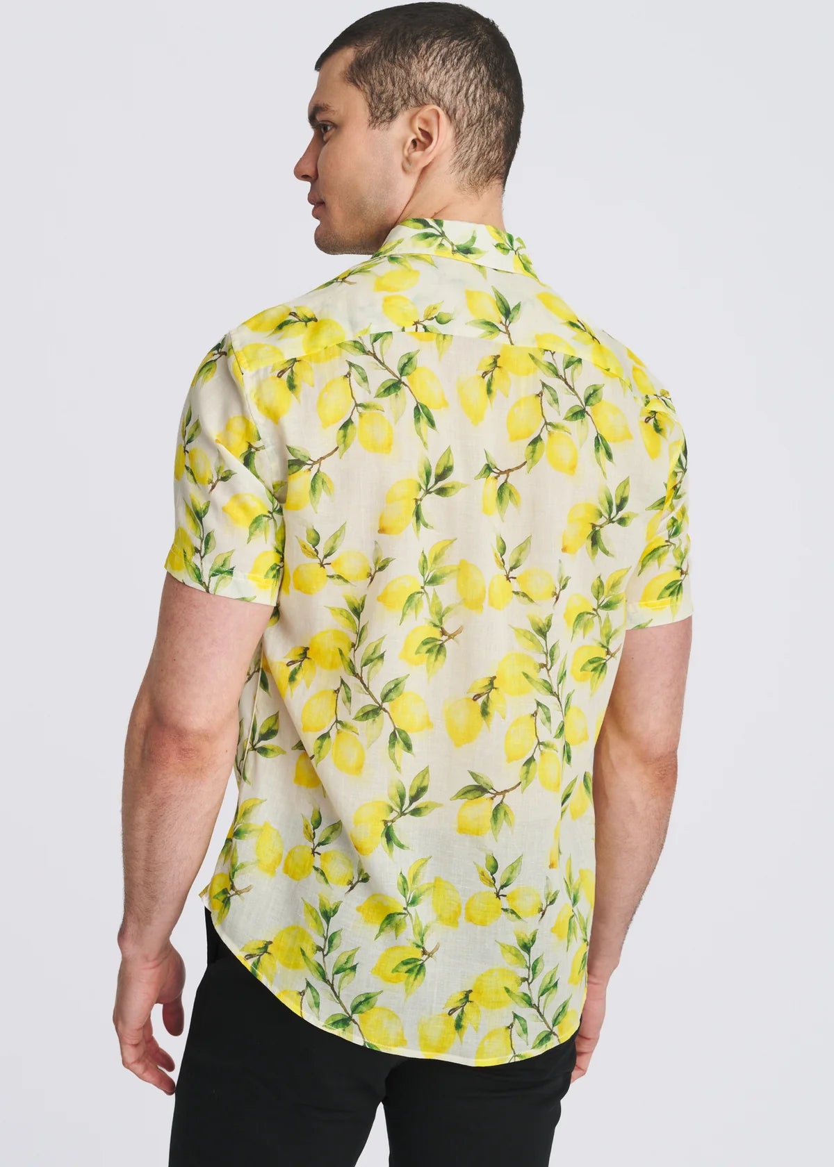 Printed Linen/Tencel Shirt (Ecru Lemon)