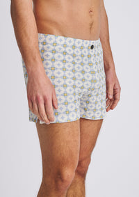 Printed Seersucker Swim Shorts (Slate/Latte)