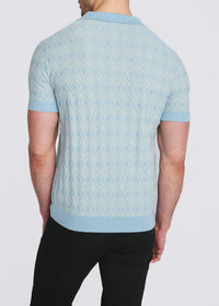 Textured 3-Button Knit Polo (Blue Finch)