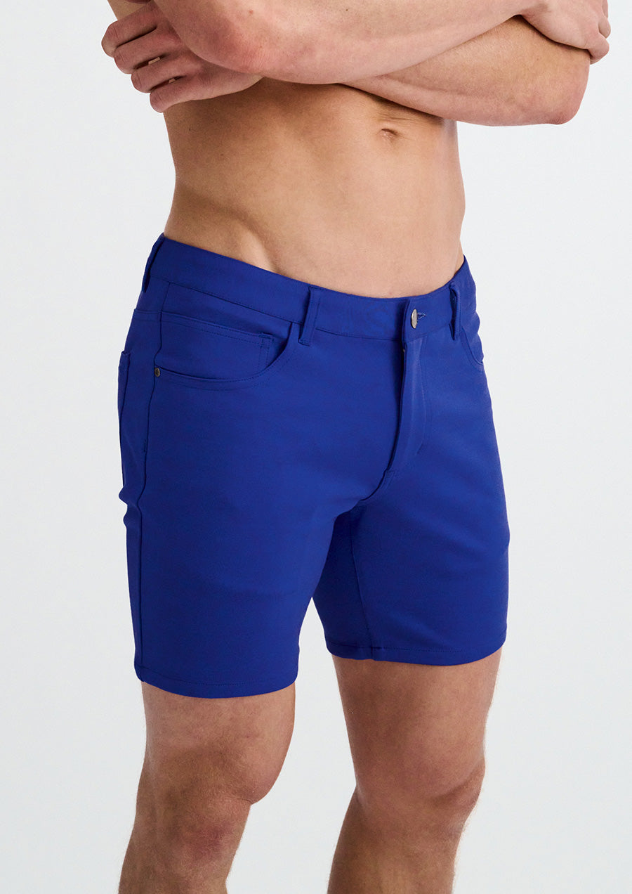 5" Stretch Knit Jean Short (Blueberry)